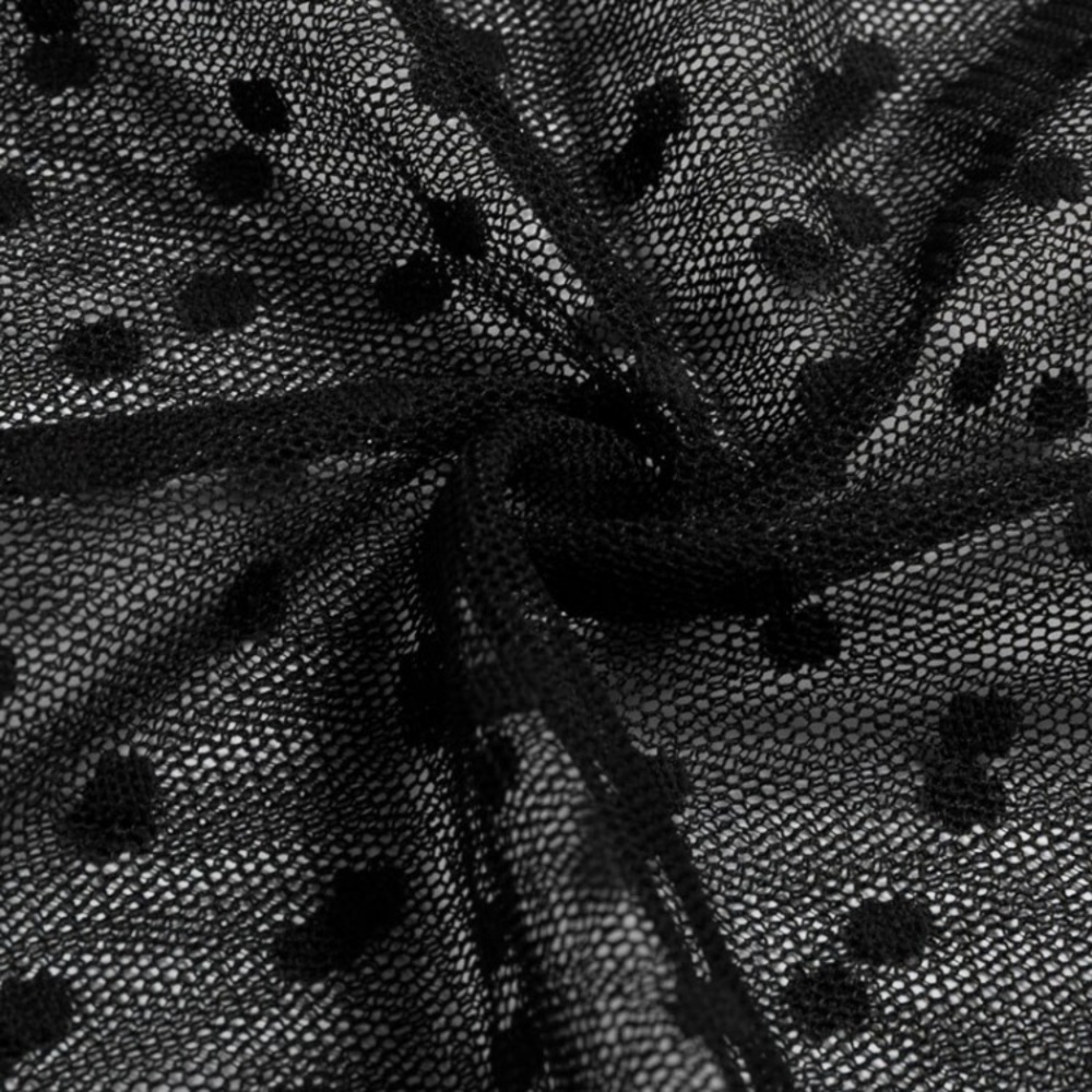 CLEARANCE Black Sheer Mesh Polka Dot Maxi Skirt Coverup - Picture 5 of 5